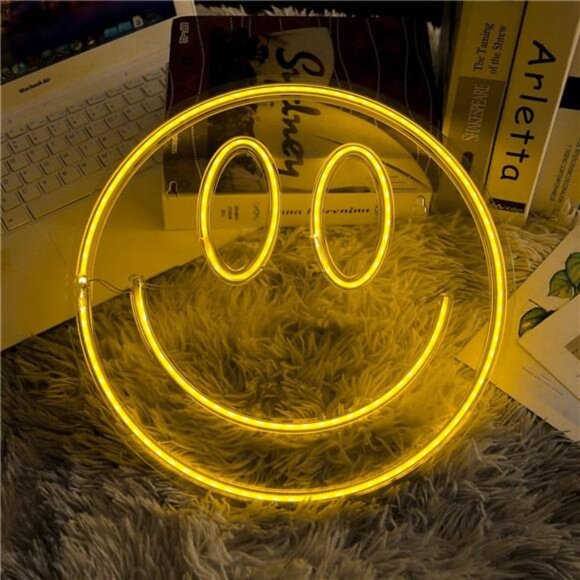 Smile Neon Signs Decorative BrightLED Light Neon Sign Art, 6''x 7''